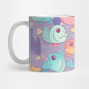 A Seamless Pattern of Adorable Pastel Fish Mug